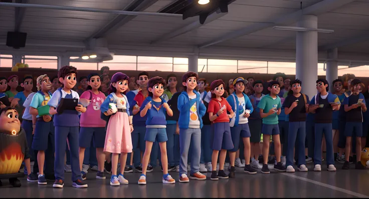 Alunos felizes estilo pixar