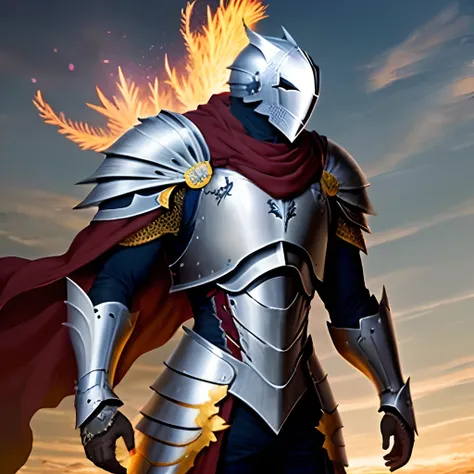 Phoenix Knight, anime, usando a armadura do. Homem de ferro