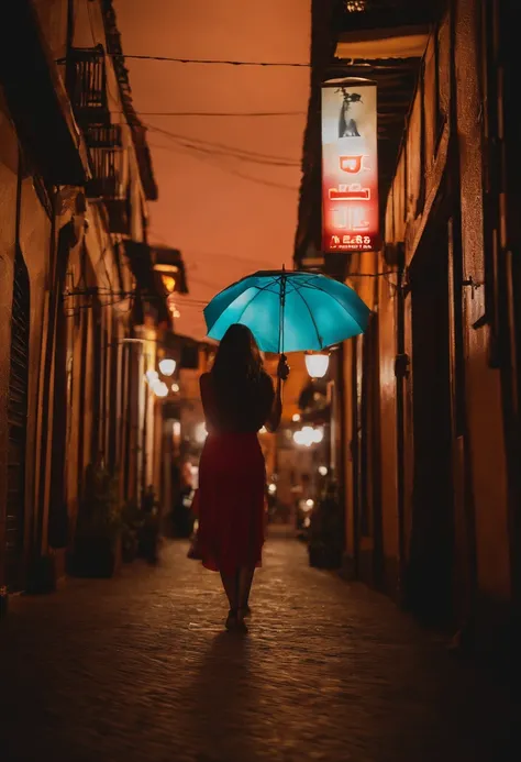 1girl, cabelo rosa longo, chifres vermelhos, camisa de colarinho branco, gravata preta, Sorriso leve, olhos amarelos, Corneus_power,, Buildings,Lojas,Ruas da cidade, dim sky, scenecy,neon signs,Cidade Noturna, Japanese lyrics,, , absurdos, Olhos detalhados...