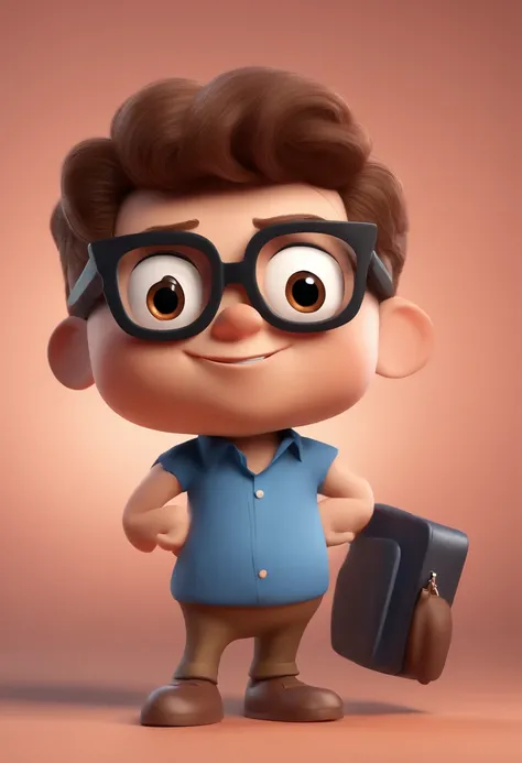 Cartoon character of a man with black glasses and a blue shirt, animation character, Caractere estilizado, animation style rendering, 3D estilizado, Arnold Maya render, 3 d render stylized, toon render keyshot, Personagem 3D, Personagem 3D, 3d rendering st...