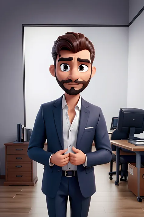 Bearded man in black suit adjusting shirt collar in an office, bonito e elegante, homem bonito, terno preto, De barba e bigode baixo, Cantor Maluma, Foto de um ensaio promocional, Directed by: Robbie Trevino, fazendo uma pose elegante, Retrato promocional,...