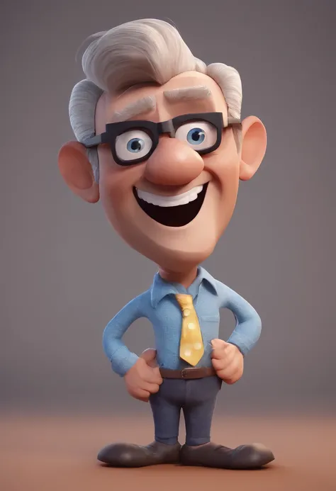 Cartoon character of a man with black glasses and a blue shirt, animation character, Caractere estilizado, animation style rendering, 3D estilizado, Arnold Maya render, 3 d render stylized, toon render keyshot, Personagem 3D, Personagem 3D, 3d rendering st...