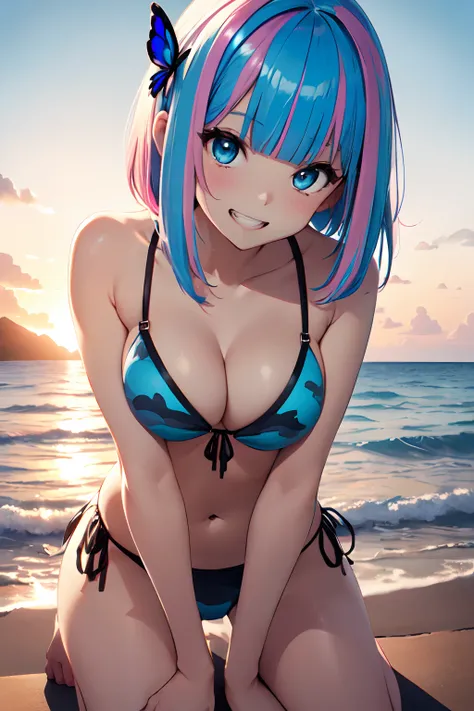 Illustration of a cute bikini model girl, (Anime style:1.2), masutepiece, Best Quality, ultra-detailliert, 4K, absurderes, hight resolution,(((masutepiece, Best Quality)))((masutepiece:1.5)), (Best High Quality, 超A high resolution, The ultra -The high-defi...