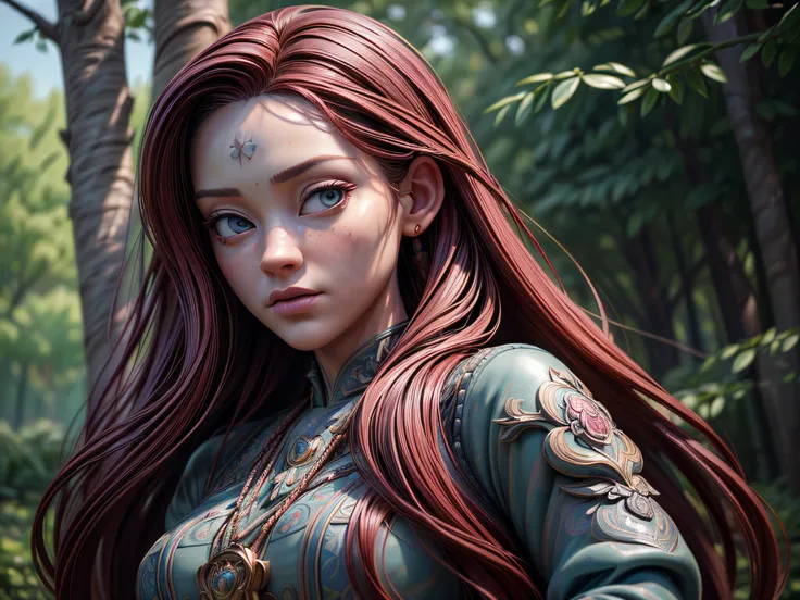 (Pixar Art: 1.5) fantasy art, photorealistic, D&D art, a picture of a female monk sitting and meditating in Central Park New York in autumn, there is a human woman monk wearing monk garbs, meditating at Central Park New York, red hair, long hair, full body...