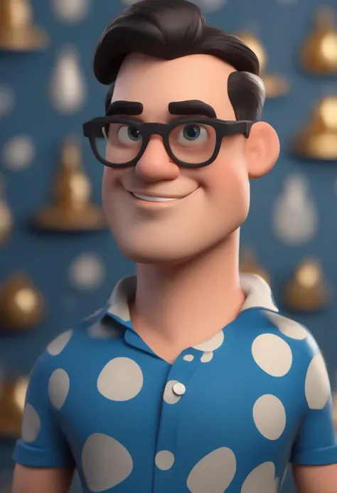 Cartoon character of a man wearing black glasses and a blue shirt, um personagem animado, Caractere estilizado, animation style rendering, 3D estilizado, Arnold Maya render, 3 d render stylized, toon render keyshot, Personagem 3D, Personagem 3D, 3d renderi...