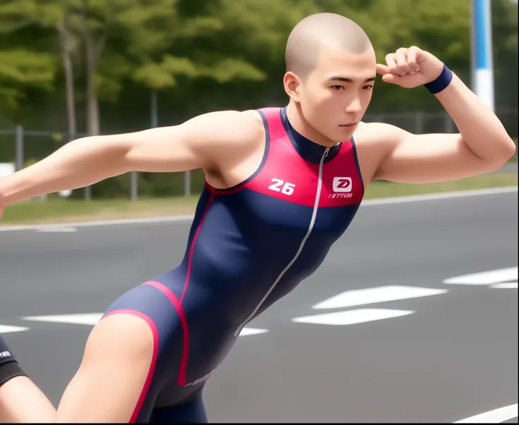 Japones, cabelo careca, 162cm, 72km, homem, triatlhon