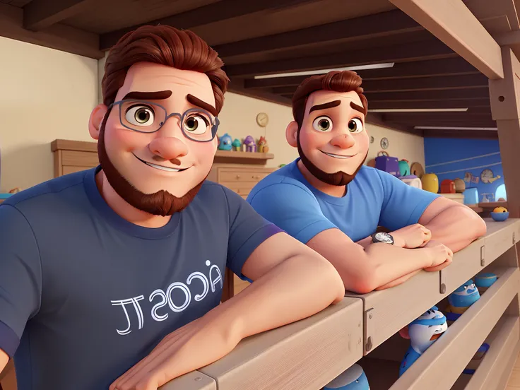 Casal estilo disney pixar melhor qualidade alta qualidade Ambos com olhos pretos, cabelos pretos e barba feita