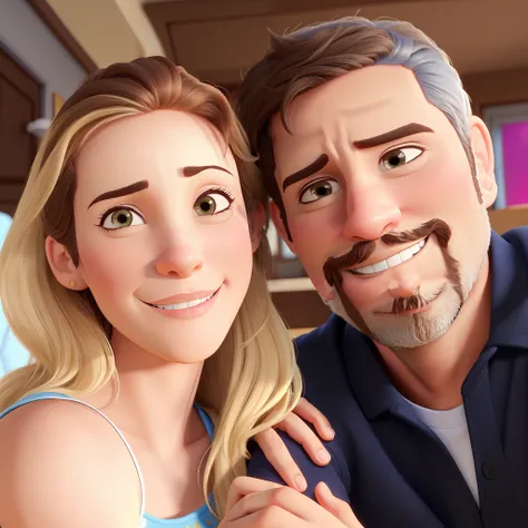 casal homem e mulher no estilo Disney Pixar, alta qualidade, melhor qualidade