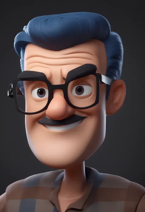 Cartoon character of a man with black glasses and a blue shirt, animation character, Caractere estilizado, animation style rendering, 3D estilizado, Arnold Maya render, 3 d render stylized, toon render keyshot, Personagem 3D, Personagem 3D, 3d rendering st...