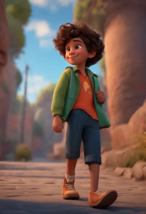 Image of a boy for a story in a YouTube video in Pixar format, Hes the little allabester, Hes the class leader, Hes outgoing, Playful and gets up for a lot of things, cabelo curto