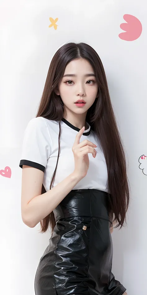 Un primer plano de una mujer con un vestido blanco y negro, Jaeyeon Nam, portrait of female Korean idol, Retrato de Jossi de Blackpink, Ruan Jia hermoso!, Wan adorable cara coreana, ulzzang, con el pelo largo, Xilaxia de cuerpo completo, Lalisa Manobal, JI...