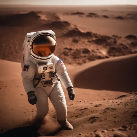 Astronaut on Mars, astronaut, astronaut suit, space, stars, space dust, rocky, craters, Mars dust, Mars sand, beautiful, masterpiece