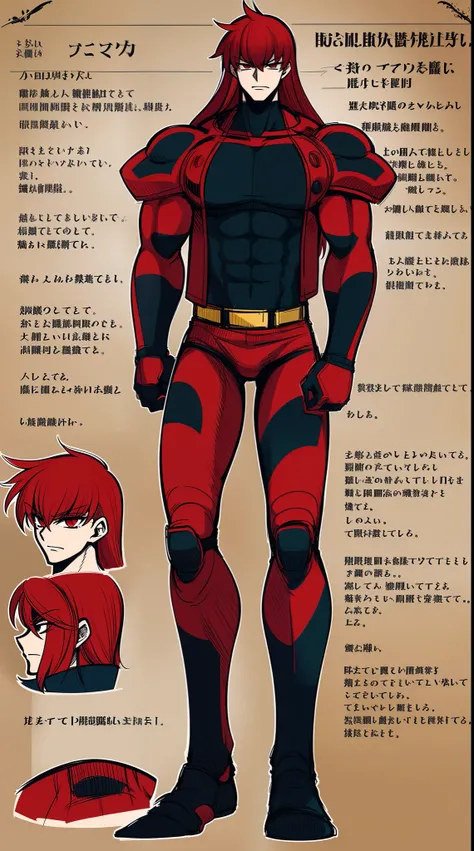 tall man, , long hair, red hair, muscular male,portrain solo focus, 1character, sentai armor, , man berserker, fantasy medieval,walking, full body, walking, stanfding, refsheet