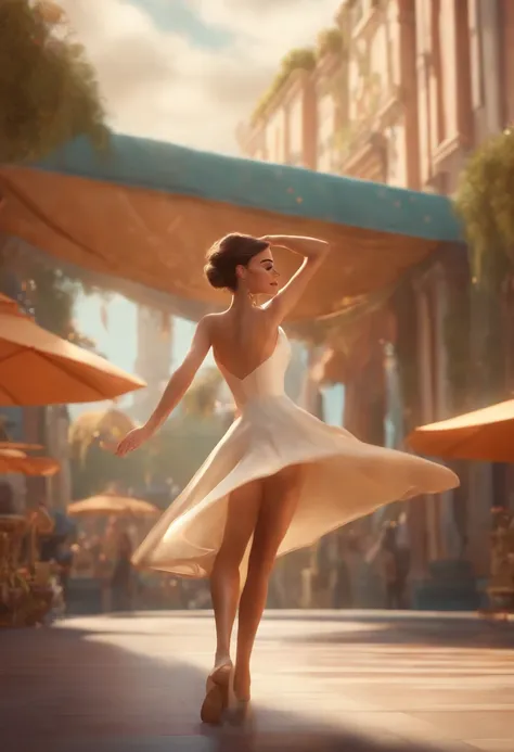 "(best quality,ultra-detalhado,Realistic:1.37),3D rendering,illustration,design de personagens,cabelos curtos e cacheados escuros,belos olhos detalhados,wearing white glasses,Estilo Pixar,morena mulher,Dancing on the Disney stage,atmosfera animada,vivid co...