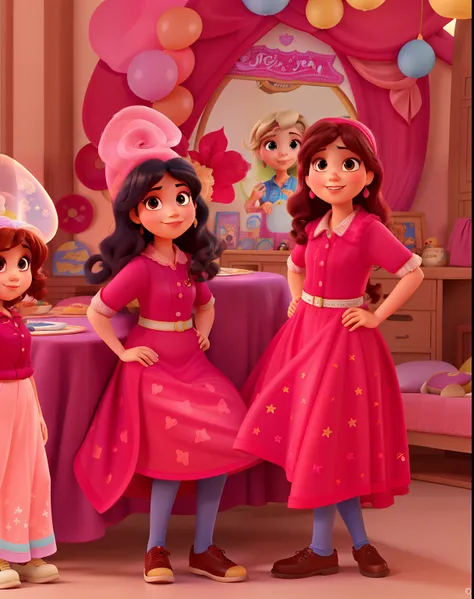 Duas meninas de 6 anos estilo disney pixar, alta qualidade , melhor qualidade