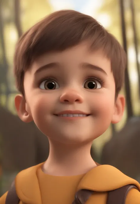 a happy cute kid standing short hair, vestindo uma fantasia espacial, , fundo branco, barnet, Tom, Estilo Pixar, ....3d, desenhos animados, rosto detalhado, asymmetrical 16k