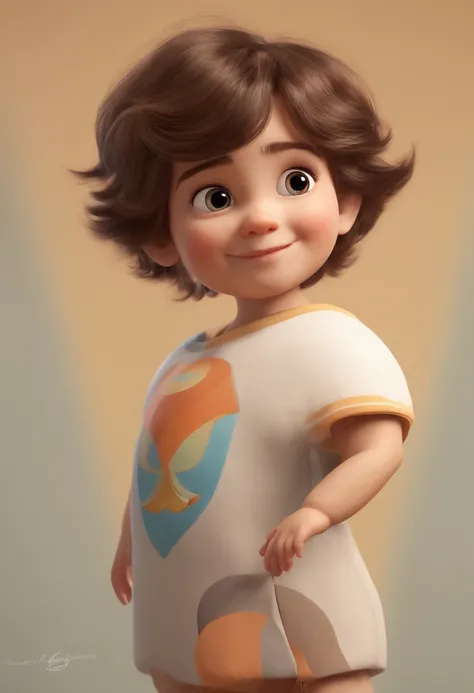 a happy cute kid standing short hair, vestindo uma fantasia espacial, , fundo branco, barnet, Tom, Estilo Pixar, ....3d, desenhos animados, rosto detalhado, asymmetrical 16k