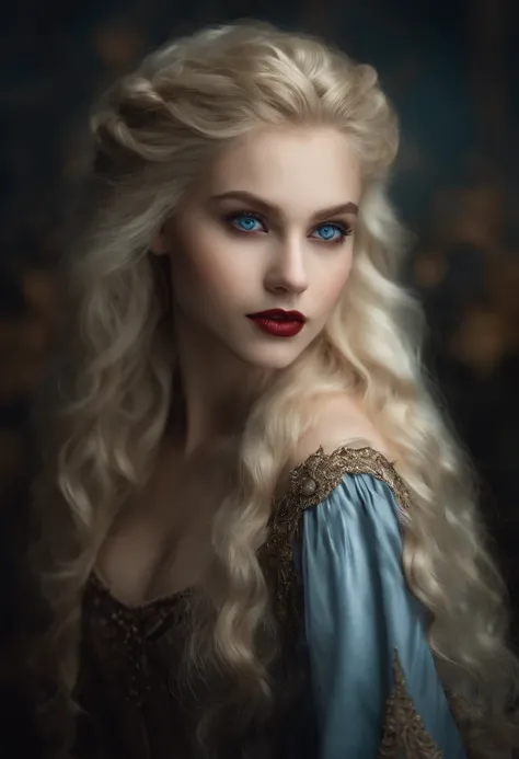 Vampire Princess, 16 years old, breathtakingly beautiful  , blue eyes, whitish blonde hair