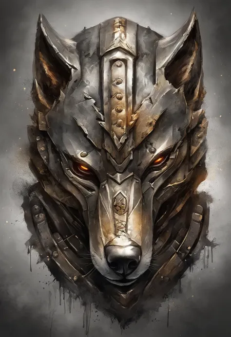 maximum quality, dramatic lighting, menacing pose, fierce expression, epic atmosphere, (((wolf head shaped helmet))), (((tiro de corpo inteiro))),um lobo feito de metal, ciborgue, estilo cyberpunk, mechnical, ((detalhes intrincados)), HDR, ((detalhes intri...