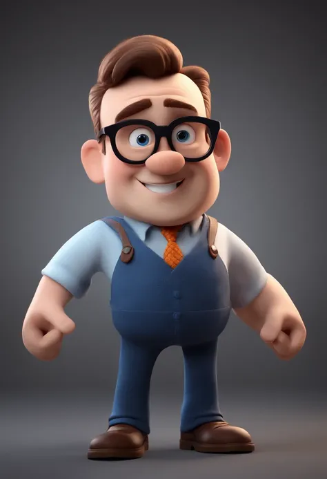 Cartoon character of a man wearing black glasses and a blue shirt, an animated character, stylized character, animation style render, Stylized 3 D, arnold maya render, 3 d render stylized, toon render keyshot, 3d character, 3 d character, stylized 3d rende...