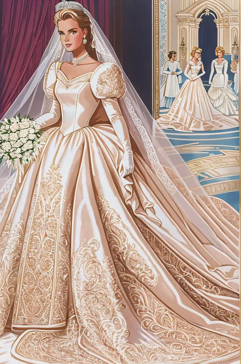 1980s style, Grace Kellys royal wedding dress updated for the late 1980s with a Cinderella aesthetic