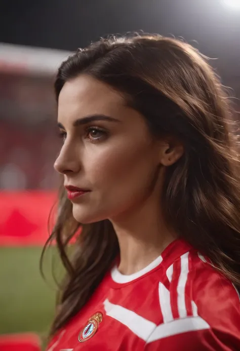 Mulher bonita a ver um jogo do benfica