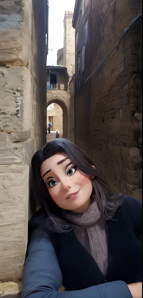 (best quality,4k,HDR),Estilo Pixar,Jovem de 46 anos,Retrato natural,deslumbrantes olhos castanhos,pele clara,cabelos pretos lisos,Businesswoman,terno preto formal,beautiful face,Delicate features,lovely smile,postura confiante,iluminada pela luz suave do d...