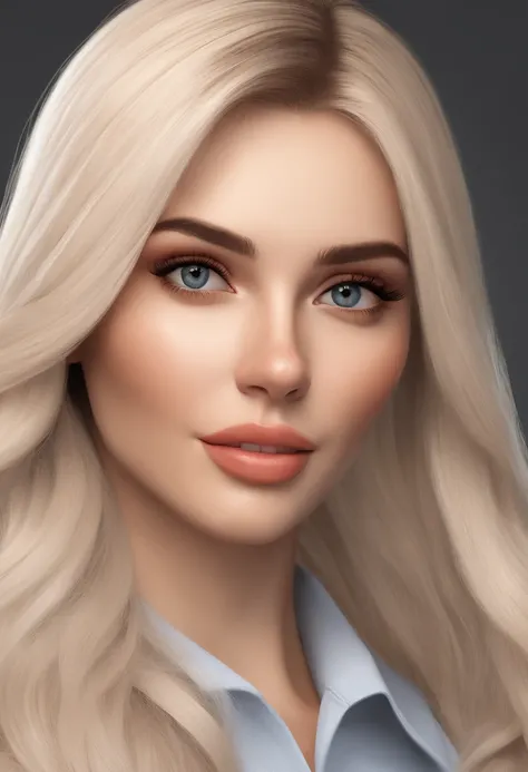 (best quality,ultra-detailed,highres:1.2), realistic, cartoon-style, white female, around 20 years old, straight hair, wearing tight clothes, full-body, beautiful, solid color background, ultra-sharp focus, photo-realistic