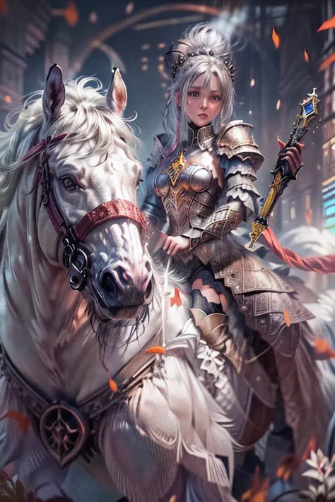 (fantasy movie poster: 1.5) named the white knight,(movie poster: 1.5), rpg art, a beautiful  (woman: 1.3), white knight ridong ...