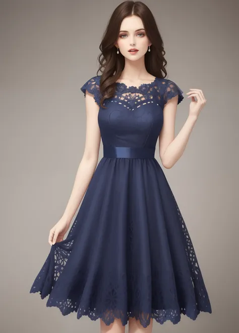 blue dress,Openwork dress,Womans Birthday Dress