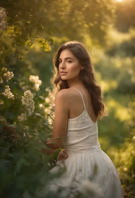 (girl in a garden),(best quality,highres),beautiful flowers,colorful butterflies,lush green grass,serene atmosphere,soft sunlight,gentle breeze,birds chirping,fresh air,calm and peaceful scenery,vivid colors,natural beauty,pleasant aroma,delicate petals,ta...