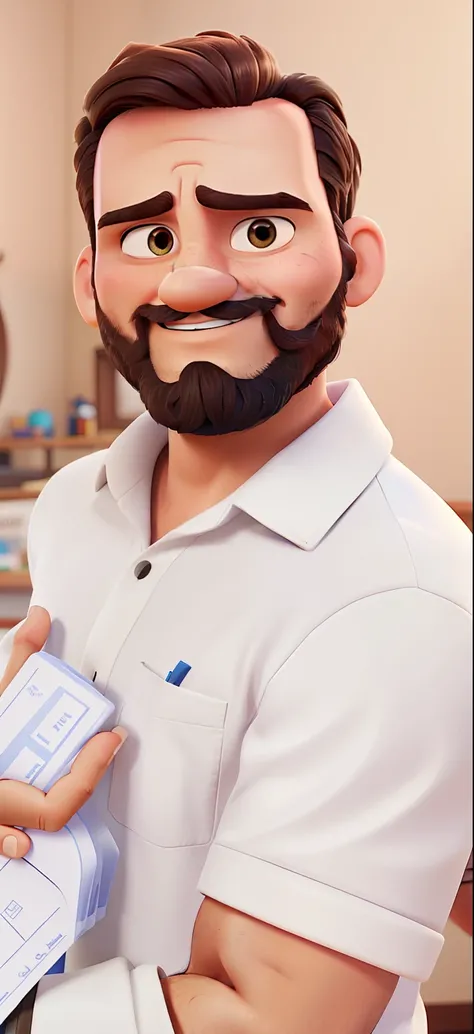 Homem com barba, estilo Disney pixar ,alta qualidade,melhor qualidade