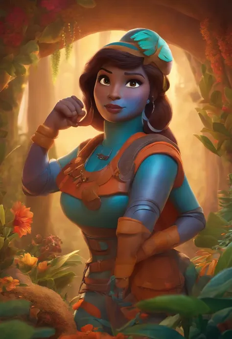 Criar um personagem no estilo pixar dentro de um jaleco. personagem morena