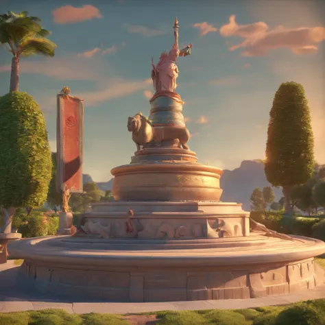 monumento, horto, estatua, granito, estilo disney pixar, alta qualidade, boa qualidade