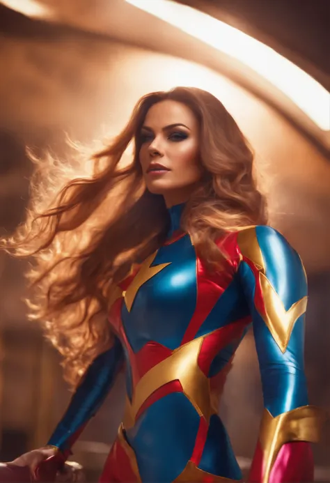 Superheroine wearing tight suit