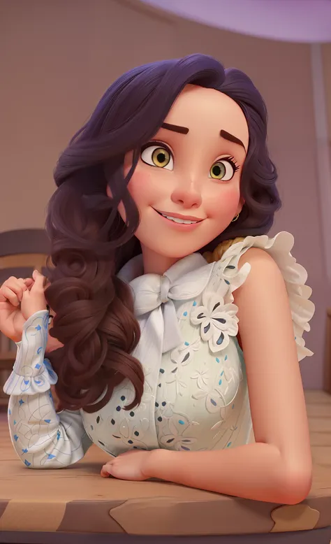 Um mulher branca estilo 
Disney pixar, alta 
qualidade, melhor 
qualidade