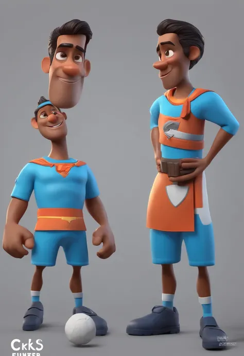 personagem dos desenhos animados de um homem  uma camisa azul, animation character, Caractere estilizado, animation style rendering, 3D estilizado, Arnold Maya render, 3 d render stylized, toon render keyshot, Personagem 3D, Personagem 3D, 3d rendering sty...