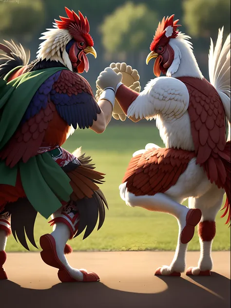 Roosters fighting