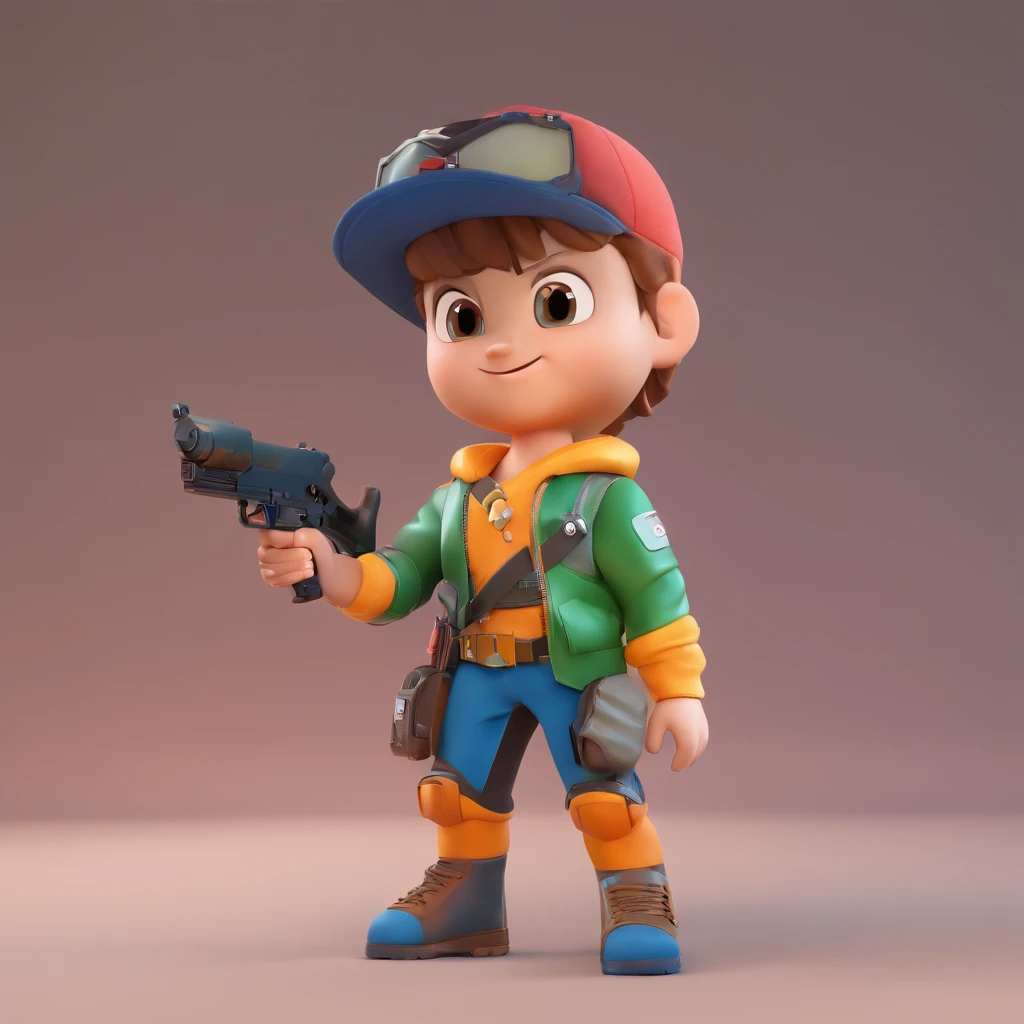 create an image of a child playing a video game with a gun in his hand, avenger style