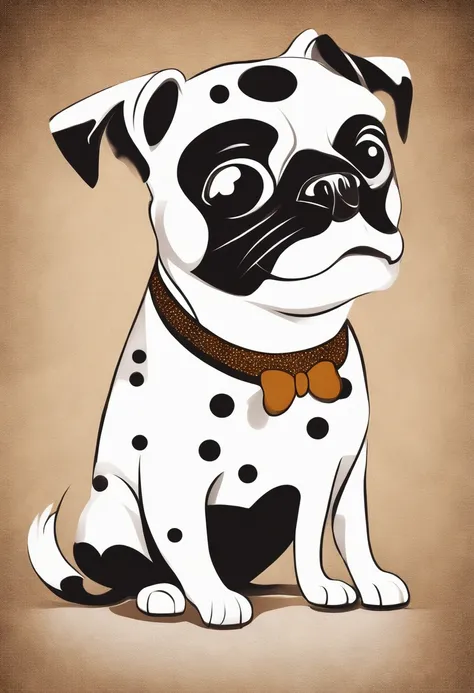 a little dog white style Disney with dots black and browns