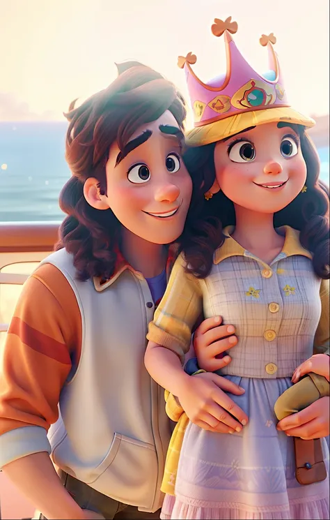 Couple, child and woman in Disney Pixar style, alta qualidade, melhor qualidade