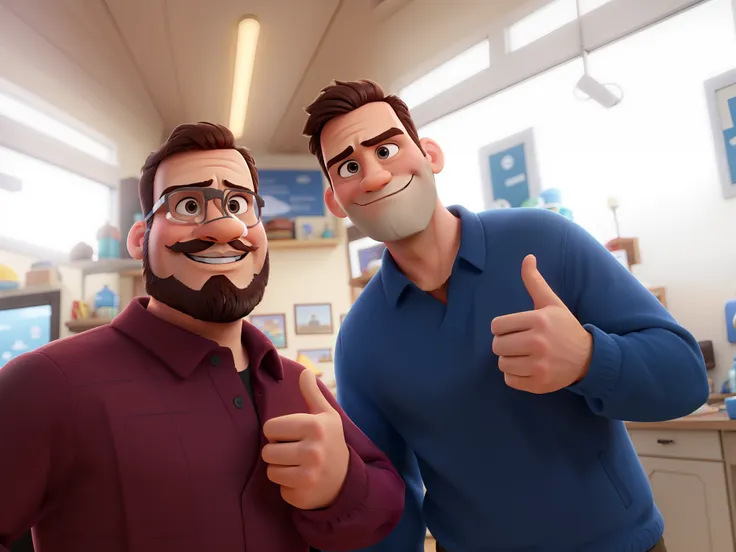 2 homem com barba e mulher no estilo Disney Pixar, alta qualidade, melhor qualidade