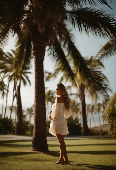 Theres a young woman standing in front of a palm tree, quatro anos, imagem de qualidade muito baixa, tiradas em meados dos anos 2000, tiradas no final dos anos 2000, 2 anos, em torno de 1 9 anos, Lorena Avarez, cerca de 3 5 anos, 4 anos de idade, ela tem c...