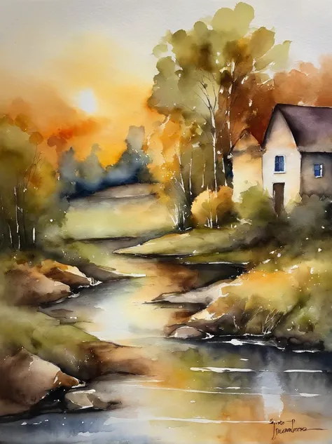 Pintura em aquarela de uma senhora : : trending on ArtStation: : Simple composition creates a sense of order and harmony. A pintura reflete as qualidades espirituais do mundo natural. --up luz --ar 9:16