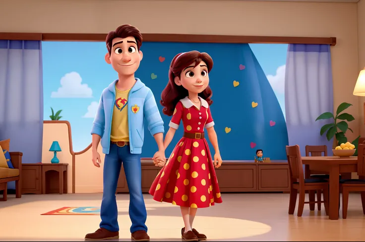 casal homem e mulher no estilo Disney Pixar, alta qualidade, melhor qualidade