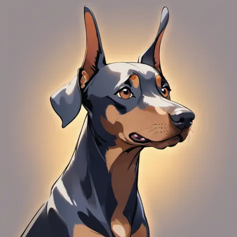 In the charming art style reminiscent of the artist Pokémon Sowsow, the adult Doberman Pinscher comes to life as a striking and real breed, known for its powerful and imposing presence. This artistic portrait beautifully captures the essence of the attribu...