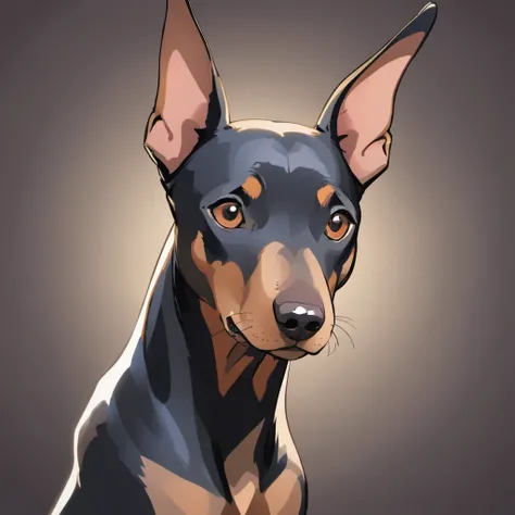 In the charming art style reminiscent of the artist Pokémon Sowsow, the adult Doberman Pinscher comes to life as a striking and real breed, known for its powerful and imposing presence. This artistic portrait beautifully captures the essence of the attribu...