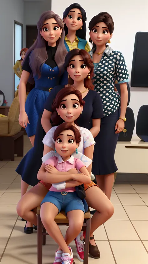 mulheres morenas, estilo disney pixar, alta qualidade, melhor qualidade