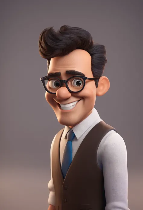 Cartoon character of a man with black glasses and a blue shirt, animation character, Caractere estilizado, animation style rendering, 3D estilizado, Arnold Maya render, 3 d render stylized, toon render keyshot, Personagem 3D, Personagem 3D, 3d rendering st...