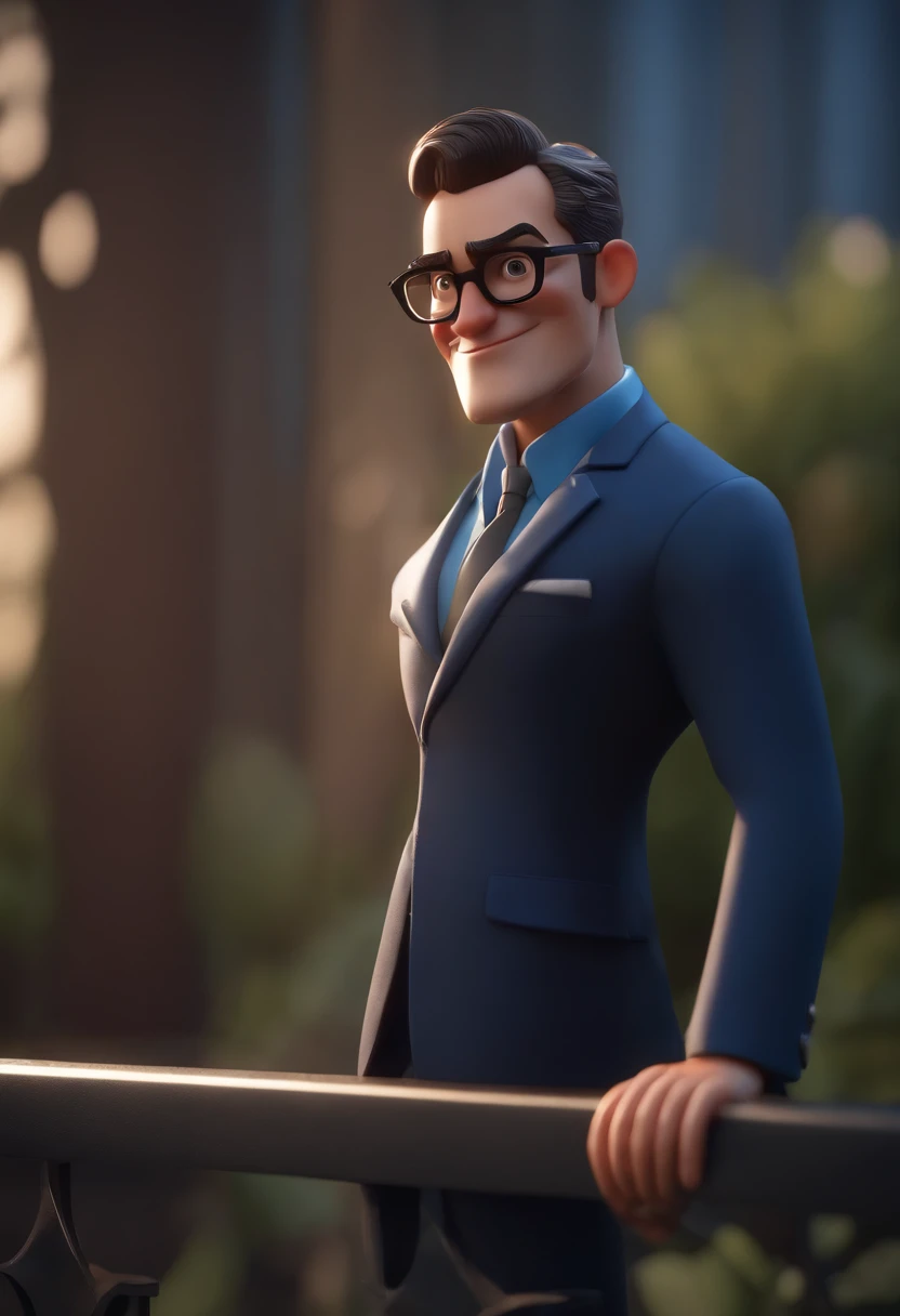 Cartoon character of a man wearing black glasses and a blue shirt, um personagem animado, Caractere estilizado, animation style rendering, 3D estilizado, Arnold Maya render, 3 d render stylized, toon render keyshot, Personagem 3D, Personagem 3D, 3d renderi...